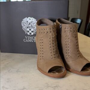Vince Camuto Woven Tan Ankle Booties